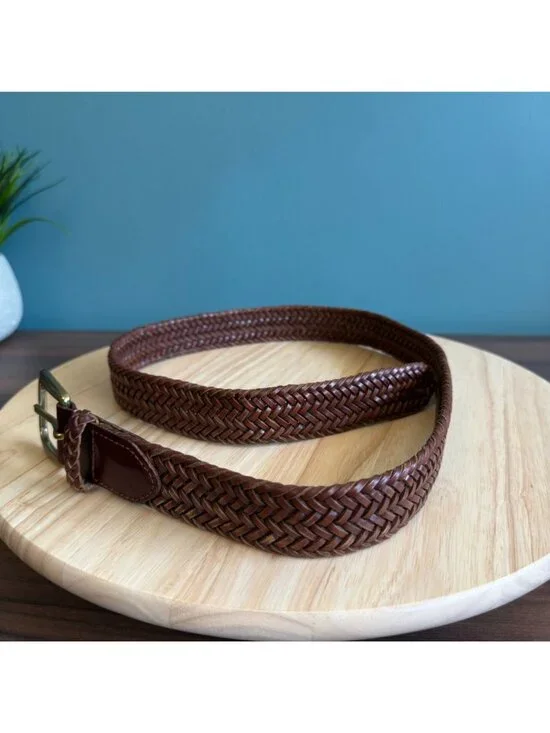 Polo Ralph Lauren Womens Braided Leather Belt With Brass Buckle Size 32 - Picture 15 of 16